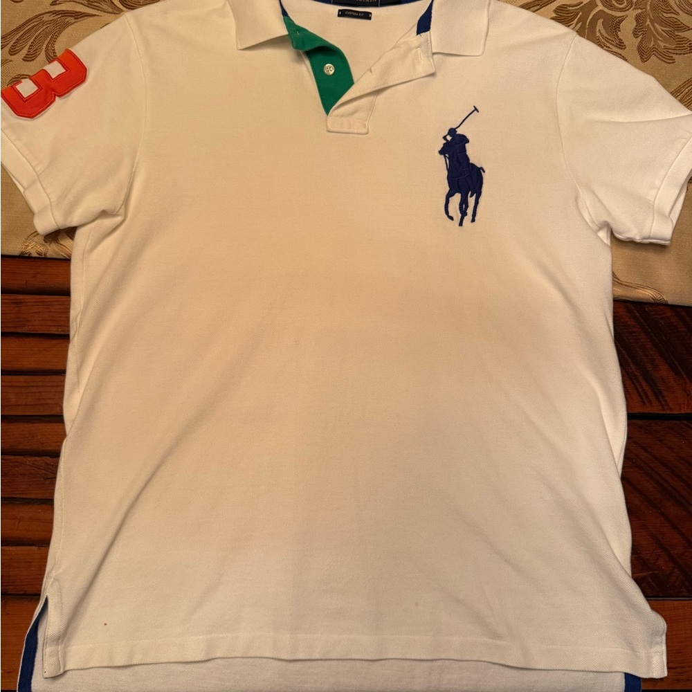 Polo by Ralph Lauren White Polo with Blue and Green Accents